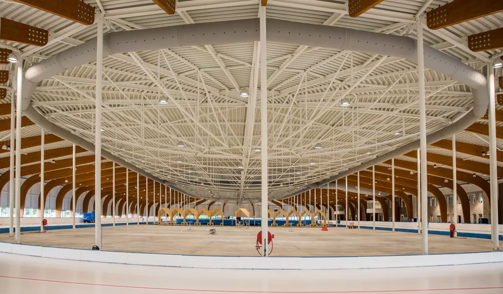 elfstedenhal schaatsbaan ventilatie binnenklimaat luchtverversing luchtverdeelslangen